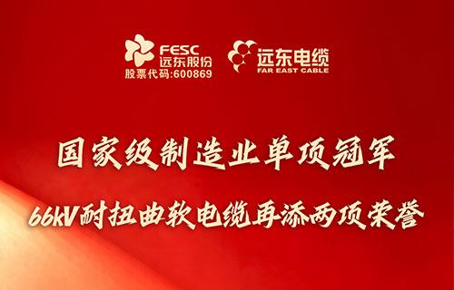 国家级制造业单项冠军｜66kV耐扭曲软电缆再添两项荣誉